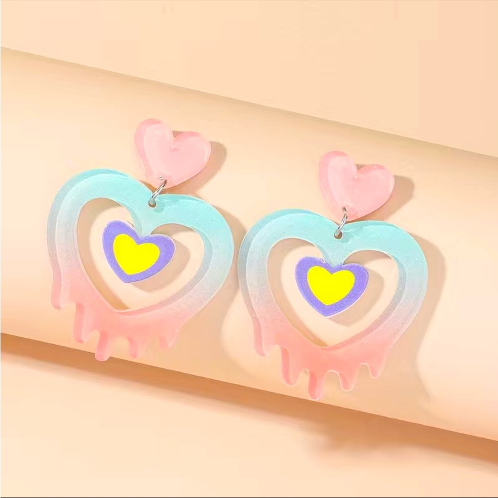 Frosted glitter heart earrings